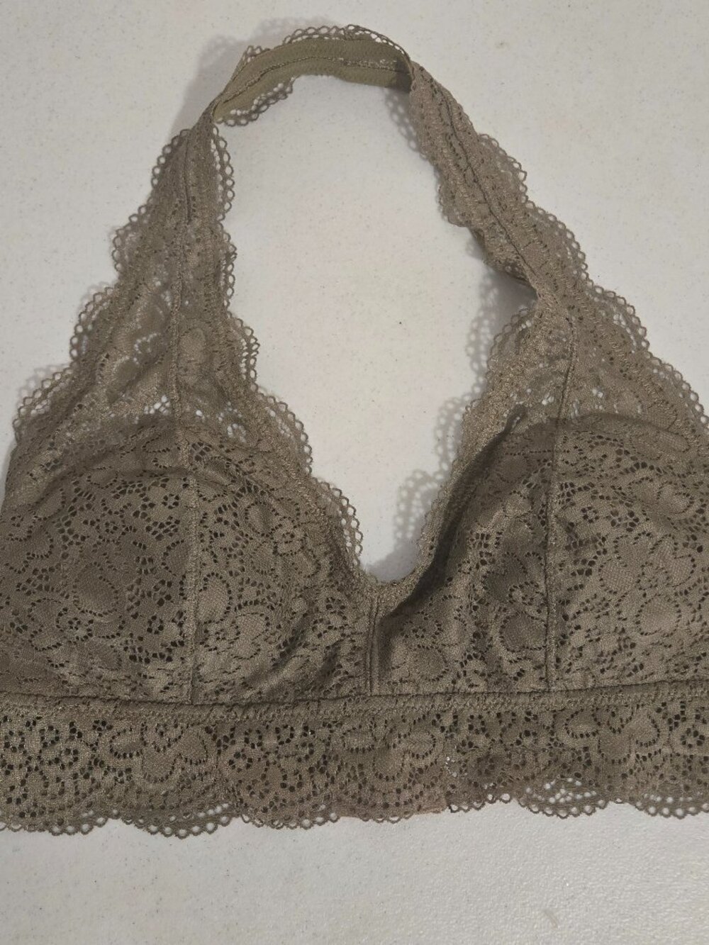 Aerie lace halter bralette Wildflower olive green Large 36A 36B 36C